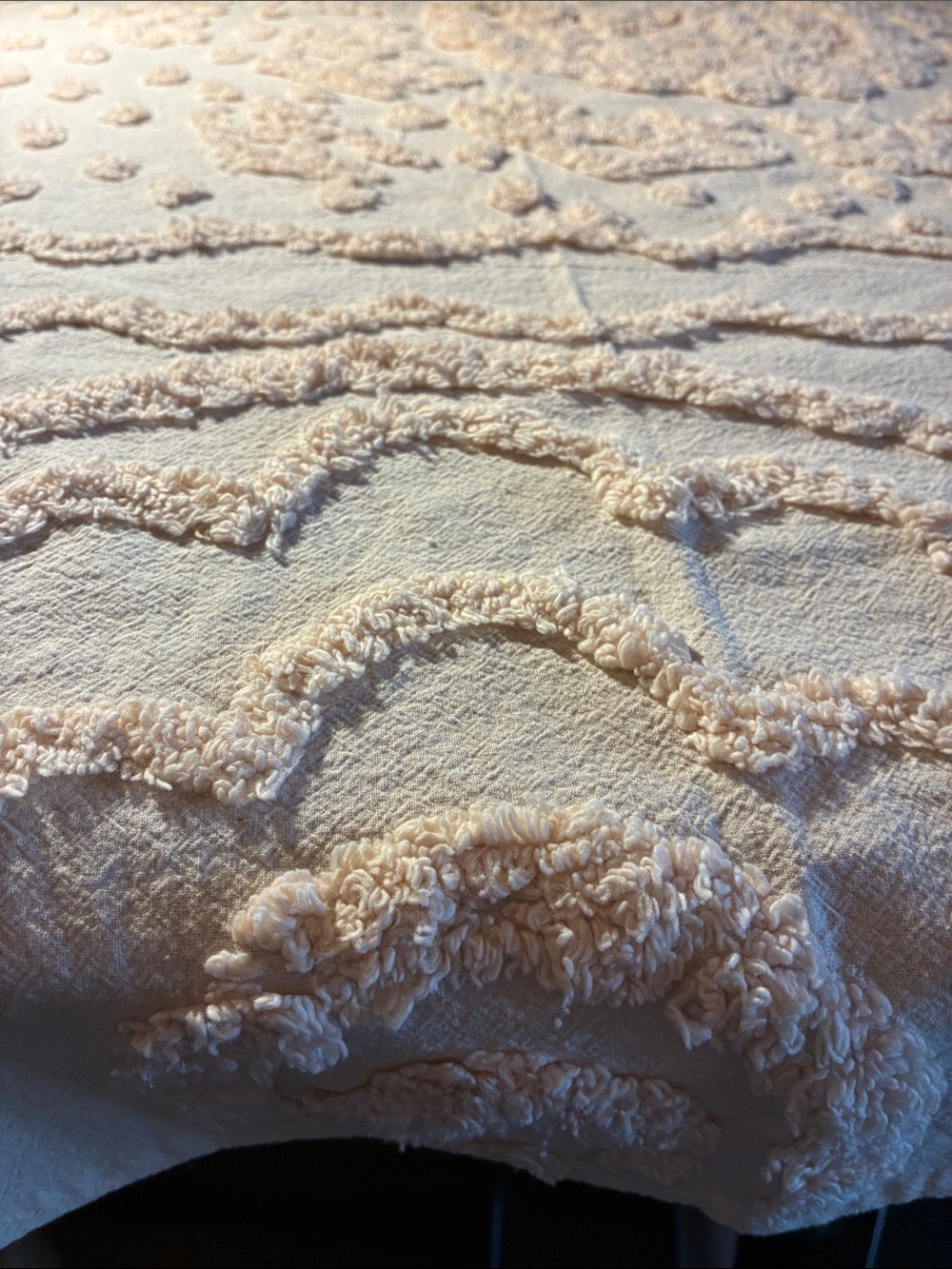Textured Chenille fabric soft peach